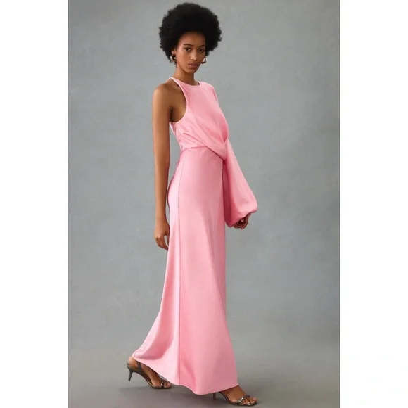 Anthropologie BHLDN Significant Other One-Sleeve Column Maxi Dress Pink - Picture 3 of 8
